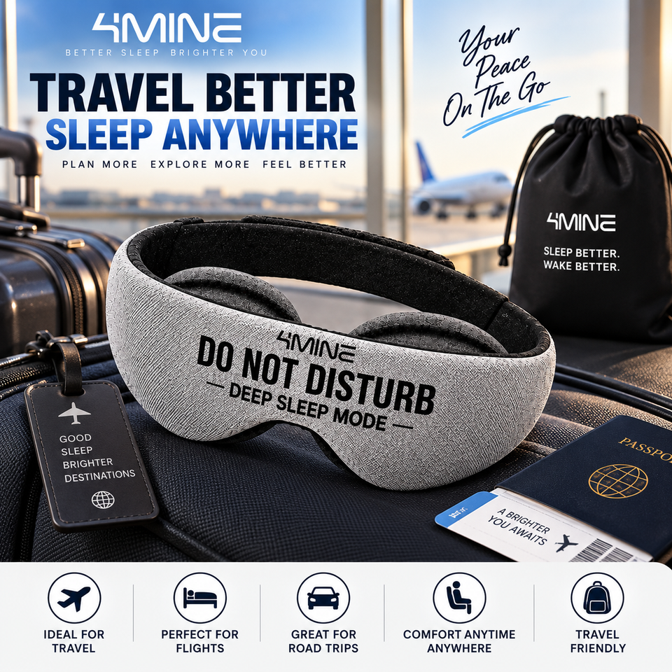 4MINE 3D Blackout Sleep Eye Mask for Side Sleepers & Travel – Detachable Adjustable Eye Cups, No Pressure – Do Not Disturb Deep Sleep Mode -