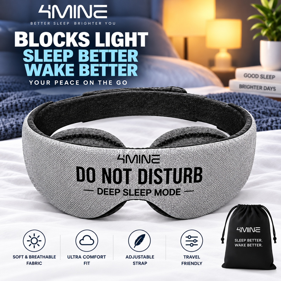 4MINE 3D Blackout Sleep Eye Mask for Side Sleepers & Travel – Detachable Adjustable Eye Cups, No Pressure – Do Not Disturb Deep Sleep Mode -