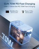70W GaN Universal Travel Adapter Worldwide Plug | Fast USB-C PD Charger | UK EU US AU International Travel Adaptor | 3 USB-C & USB-A | Charge 5 Devices