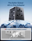 70W GaN Universal Travel Adapter Worldwide Plug | Fast USB-C PD Charger | UK EU US AU International Travel Adaptor | 3 USB-C & USB-A | Charge 5 Devices