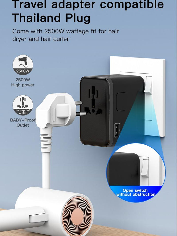 70W GaN Universal Travel Adapter Worldwide Plug | Fast USB-C PD Charger | UK EU US AU International Travel Adaptor | 3 USB-C & USB-A | Charge 5 Devices