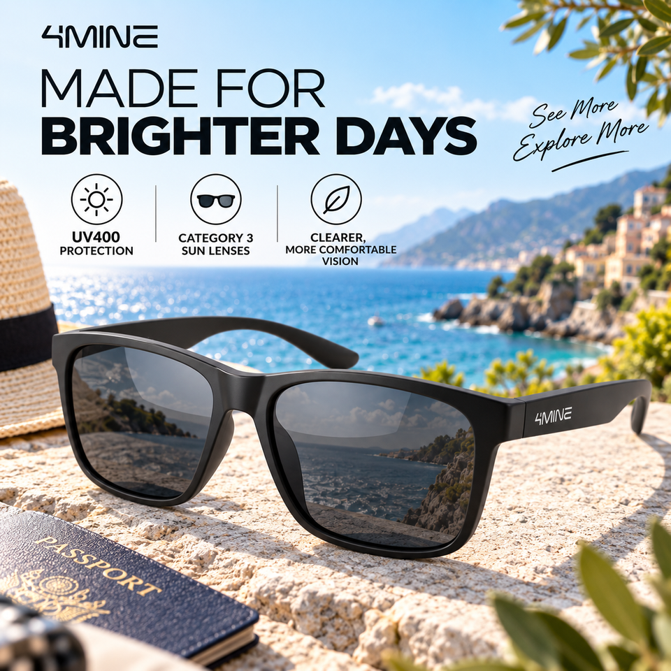 4MINE Polarized Sunglasses for Men & Women – UV400 Protection, Lightweight TR90 Frame, Category 3 Lenses